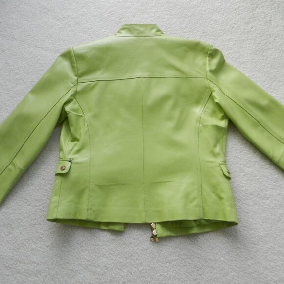 Leather jacket, by Rivet, lime green, size S - Picture 6 of 11
